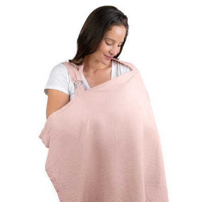Image of Muslin Nursing Cover for Baby Breastfeeding, Soft & Breathable Breastfeeding Cover by Comfy Cubs - Lace Pink