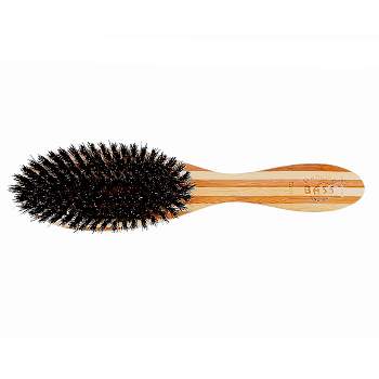 Flair Brush 100% Pure Small Boar Bristle Soft Hair Brush Mini Bamboo Handle  