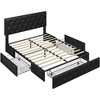 Yaheetech Upholstered Faux Leather Bed Frame with Adjustable Headboard - 2 of 4