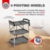 Elevon Aluminum Service Push Cart Portable Utility 3 Tier Collapsible Shelving Unit with Wheels for Home Office Organization, Gray - 3 of 4