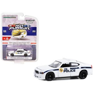 2008 Dodge Charger Police Pursuit White "FBI Police" "Hot Pursuit" Special Edition 1/64 Diecast Model Car by Greenlight - 1 of 3