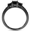 Pompeii3 1 1/5ct Heat Treated Black Diamond 3 Stone Ring 10K Black Gold - 3 of 4