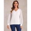 INSPIRE CHIC Women's Lace Raglan Sleeve Casual Work Office V Neck Top - 3 of 4