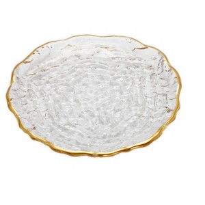 Classic Touch Set of 4 Crushed Glass Salad Plates with Gold Rim - 8.25"D - 1 of 1