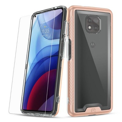 MyBat Pro Lux Series Case with Tempered Glass Compatible With Motorola Moto G Power (2021) - Rose Gold
