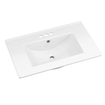 Bathroom Ceramic Vanity Top with Three Holes in White