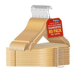 Lifemaster Tough Long Lasting Solid Maple Wooden Clothes Hangers - 1 of 4