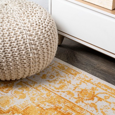 Audrey Ivory and Orange Medallion Bohemian Area Rug