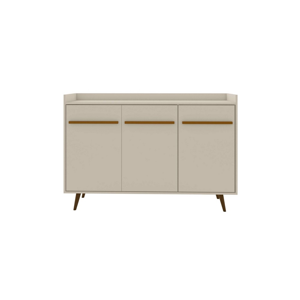 53.54" Bradley Buffet Stand Off White - Manhattan Comfort: Mid-Century Modern Sideboard, Fixed Shelves