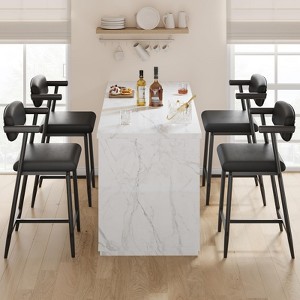 Bar Stools Set of 4/2 with Armrests, Metal Counter Height Bar Stools Set with Upholstered Seat, Footrest & Soft Back - 1 of 4
