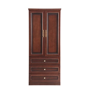 Keloyid Seusar Cherry Wood 31.3 in. Armoire with 3 Drawers and Hanging Rod - 1 of 4