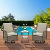 Garvee 3 Pieces Outdoor Swivel Rocker Set, 2 Chairs and Side Table, 360¡ã Rotation, Patio, Porch, Pool (Gray Wicker/Light Blue Cushion) - 2 of 4