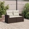 Patio Sofa with Cushions 2-Seater Brown Poly Rattan vidaXL - 3 of 4