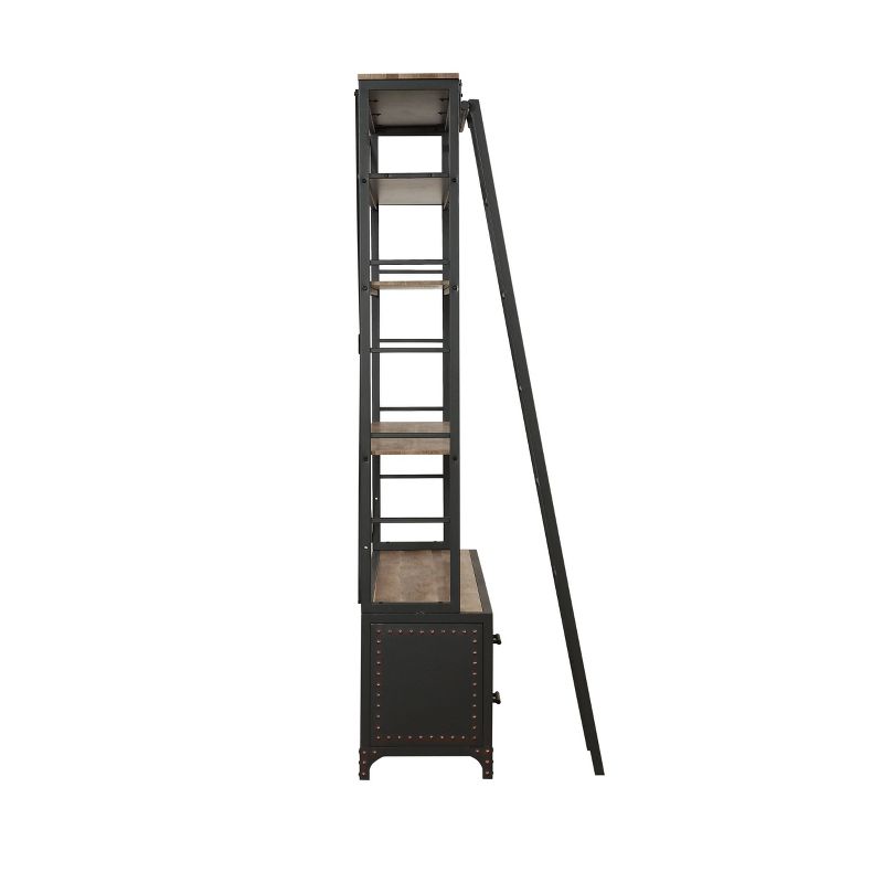 83&#34; Actaki Bookshelf and Ladder Sandy Gray - Acme Furniture, 3 of 7
