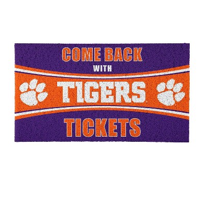 Evergreen Come Back with Tickets Clemson University 28" x 16" Woven PVC Indoor Outdoor Doormat