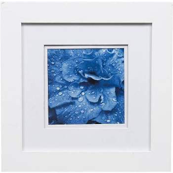 Gallery Solutions 8"x8" Flat White Tabletop Wall Frame with Double White Mat 5"x5" Image