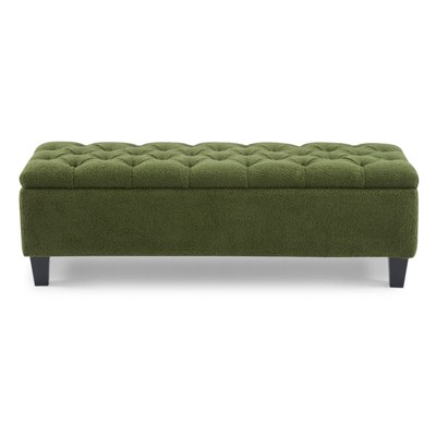 FONTOI Ottoman Bench with Storage, Foot Rest for Living Room Entryway Hotel, Green, 17.5"*16.33"*50.75"