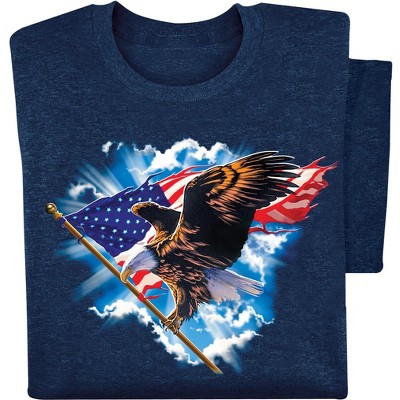 Collections Etc Patriotic Flying Eagle with Flag Short Sleeve Graphic T-Shirt