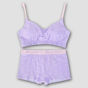 Hello Kitty Women's Cotton Bra & Boxer Set - Light Purple - 1 of 4