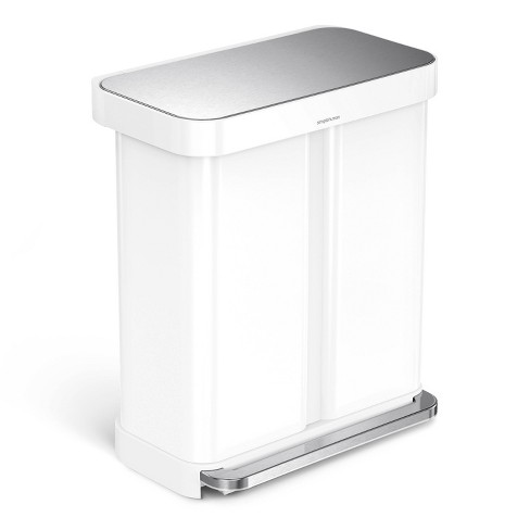 simplehuman 58L Dual Compartment Step Can with Compost Caddy and Code H  Liners, 60-pack