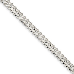 Black Bow Jewelry Men's 7.75mm Sterling Silver Solid Domed Curb Chain Bracelet - 1 of 4
