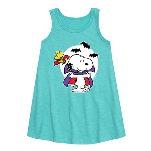 - Peanuts - Snoopy Woodstock Vampire Graphic Sleeveless Aline Dress - 1 of 4