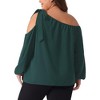 Agnes Orinda Women's Plus Size Long Sleeve Tie Cold Shoulder Casual Blouses - 4 of 4