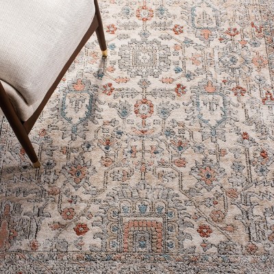 Ivory and Grey Hand-Knotted Synthetic Runner Rug