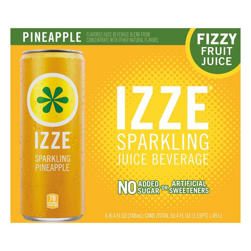 IZZE Pineapple Sparkling Juice - 6pk/8.4 fl oz Cans, 1 of 5