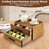 Double-Drawer Acacia Wood Tea Bag Organizer, 16-Compartment Tea Box, Storage Caddy for Countertop Cabinet - 3 of 4
