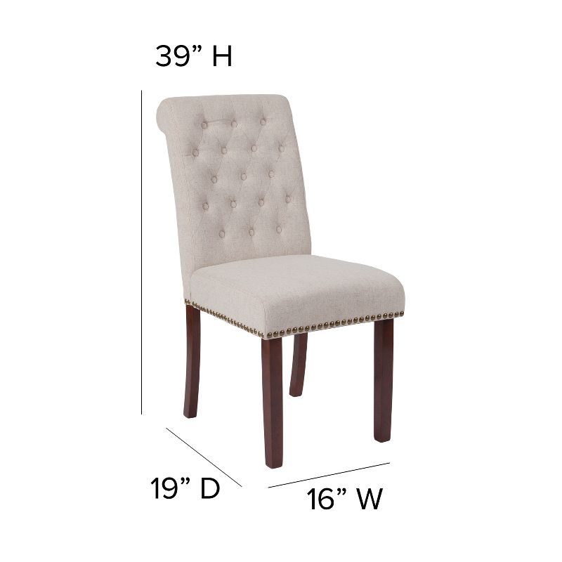 Emma and Oliver 4 PK Upholstered Rolled Back Parsons Chair with Nailhead Trim & Finished Frame with Plastic Floor Glides, 5 of 12