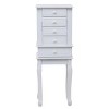 Standing Jewelry Armoire Cabinet with Mirror, 5 Drawers, Top Organizer and Side Doors with Necklace Hooks - 2 of 4