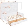 Twin/Full Size Wooden Daybed with Glass-Door Storage Cabinets, Built-in LED Lighting, Drawers and Open Shelves, White/Gray-ModernLuxe - 3 of 4