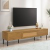 PAGED Rattan TV Stand with Variable Color Light Strip, Wooden TV Console with Adjustable Shelf and Metal Leg, TV Stands for Living Room - 2 of 4