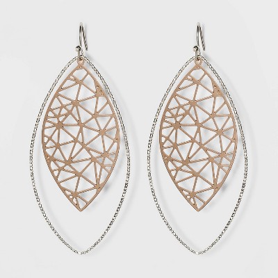 Multi Plated Filigree Drop Earrings - A New Day™