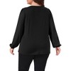 Women's Plus Size Layered Panel Flowy Crew Neck Long Sleeve Dressy Work Chiffon Blouse - Agnes Orinda - 4 of 4