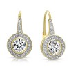 Sophisticated Halo Dangle Earrings with Bezel-Set Round Cubic Zirconia for a Timeless and Dazzling Appeal - 3 of 3