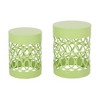 XIYUYEU Modern Cylindrical Patio End Table, Iron Cut Design Outdoor End Tables, Outdoor Side Table with Overlapping Circle Pattern, Set of 2 - 4 of 4