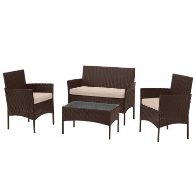 Pure Garden 4pc Outdoor Patio Rattan Furniture Set