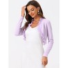 Allegra K Women's Elegant Ruffle Collar Crop Knit Open Front Shrug - 2 of 4