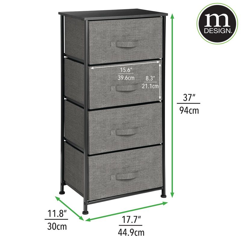 mDesign Tall Dresser Storage Tower Stand with 4 Fabric Drawers, 2 of 10