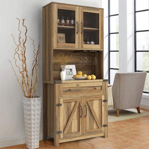 SAINTCY 71" Farmhouse Kitchen Hutch Storage Cabinet, Freestanding Bar Cabinet with Drawers, Sideboard Buffet for Dining Room - 1 of 4
