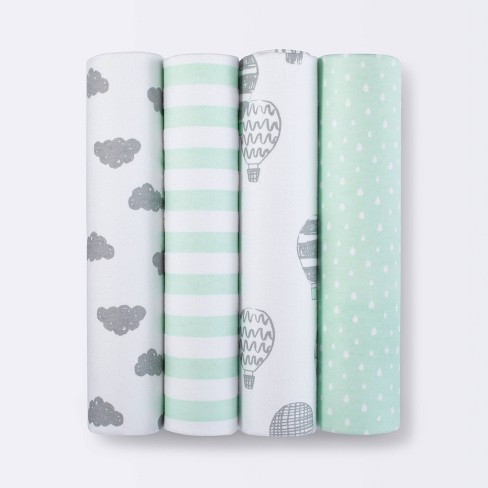 Flannel Baby Blanket In the Clouds 4pk Cloud Island Green