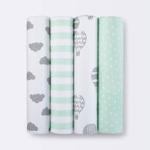 Flannel Baby Blanket In the Clouds 4pk - Cloud Island™ Green - image 1 of 3