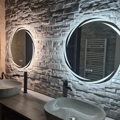 ARTLOGE Round Led Bathroom Mirror Backlit Lighted Anti-Fog Smart Vanity Mirror