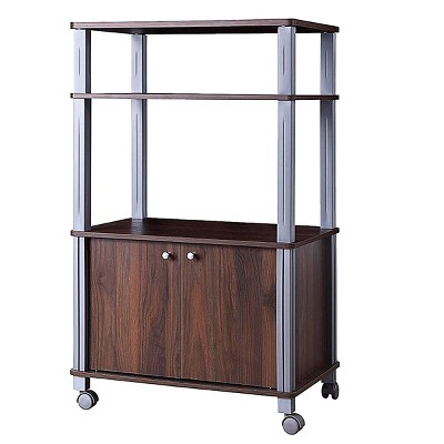 Tangkula 3-tier Display Shelf Microwave Stand Cabinet w/ Rolling Wheel