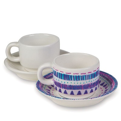 Color-Me Glazed Ceramic Cup and Saucer Pk12