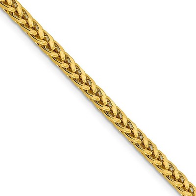 Black Bow Jewelry 3.7mm, 14k Yellow Gold D/C Hollow Wheat Chain Necklace