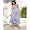 Clearlove Womens Maternity Dress Sleeveless Smocked Square Neck Floral Ruffle Hem Casual Boho Midi Dress Baby Shower Photoshoot - 3 of 4