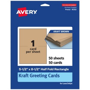 Avery Printable Greeting Cards, 5.5" x 8.5", Kraft Brown, 50ct - 1 of 4